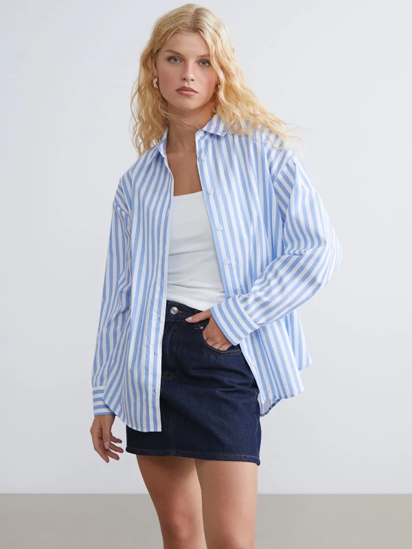 XSIDE Striped Oversize Poplin Women's Shirt